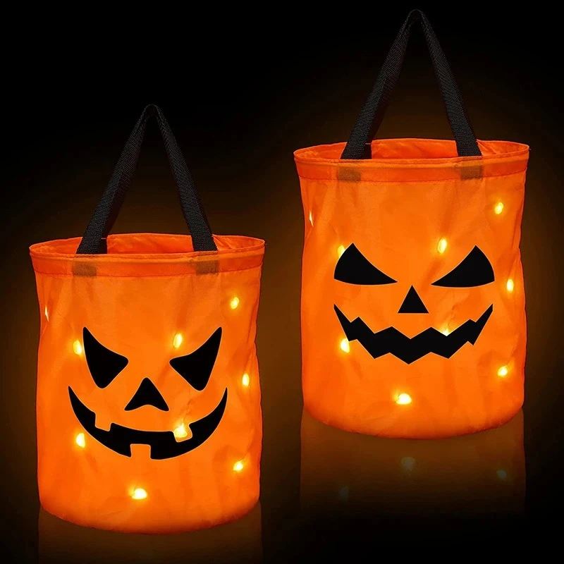 Halloween Trick or Treat Bucket LED Light Pumpkin Candy Bags Collapsible Halloween Thanksgiving Party Decor for Kid Favor Gift
Halloween Trick or Treat Bucket LED Light Pumpkin Candy Bags Collapsible Halloween Thanksgiving Party Decor for Kid Favor Gift