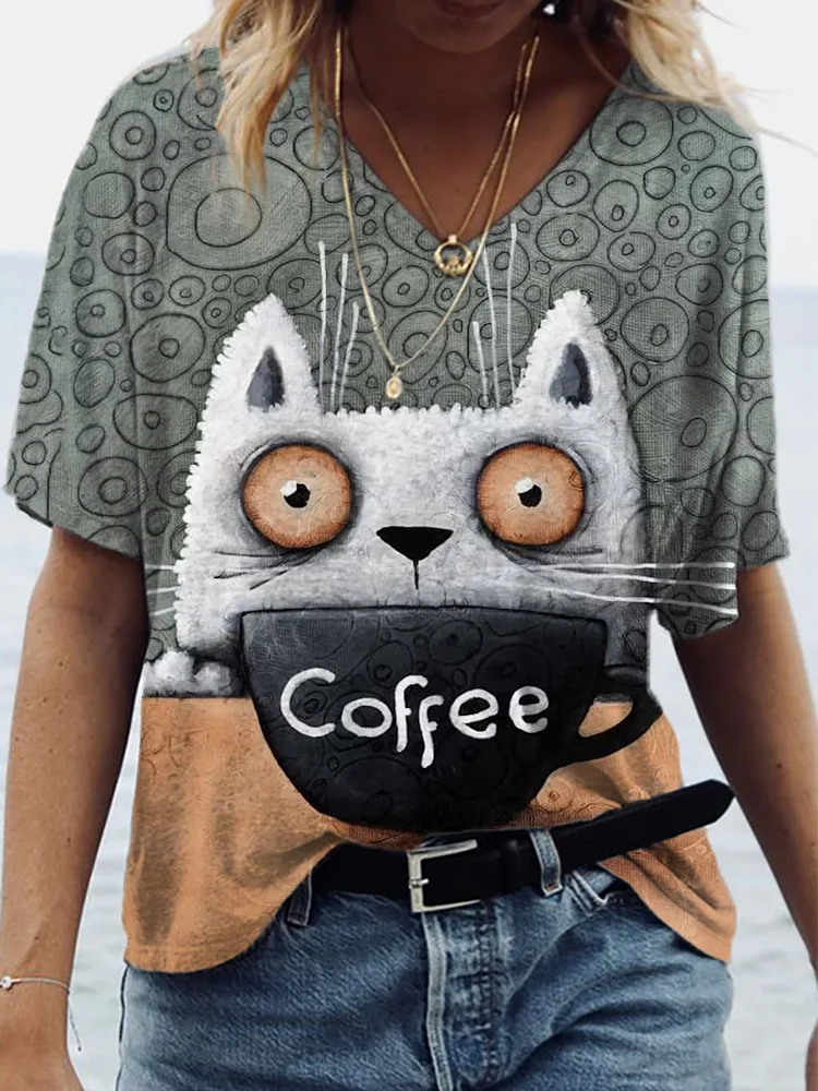 Summer new women's fashion T-shirt V-neck day with tops casual women's 3D print T shirt ordinary street women 5XL
Summer new women's fashion T-shirt V-neck day with tops casual women's 3D print T shirt ordinary street women 5XL