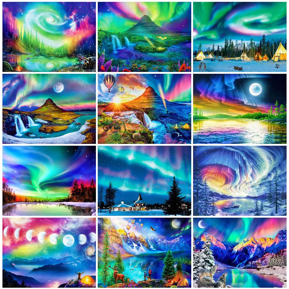 HUACAN 5D DIY Diamond Painting Aurora Landscape Embroidery Mountain Mosaic Moon Handmade Gift Decoration For Home
HUACAN 5D DIY Diamond Painting Aurora Landscape Embroidery Mountain Mosaic Moon Handmade Gift Decoration For Home