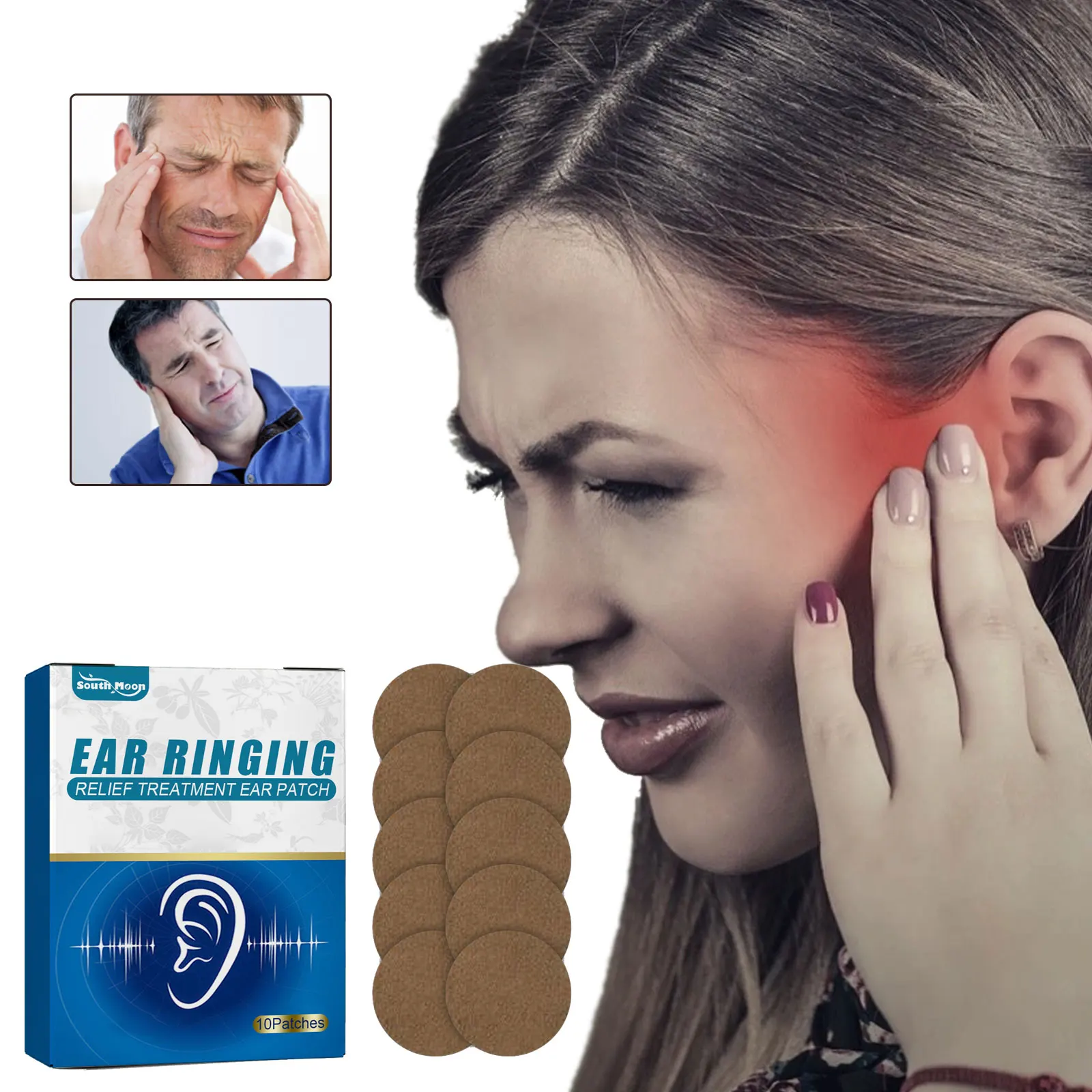 

Ears Ringing Relief Patch Tinnitus Treatment Otitis Buzzing Deafness Vertigo Ear Pricking Pain Brain Relax Hearing Loss Sticker