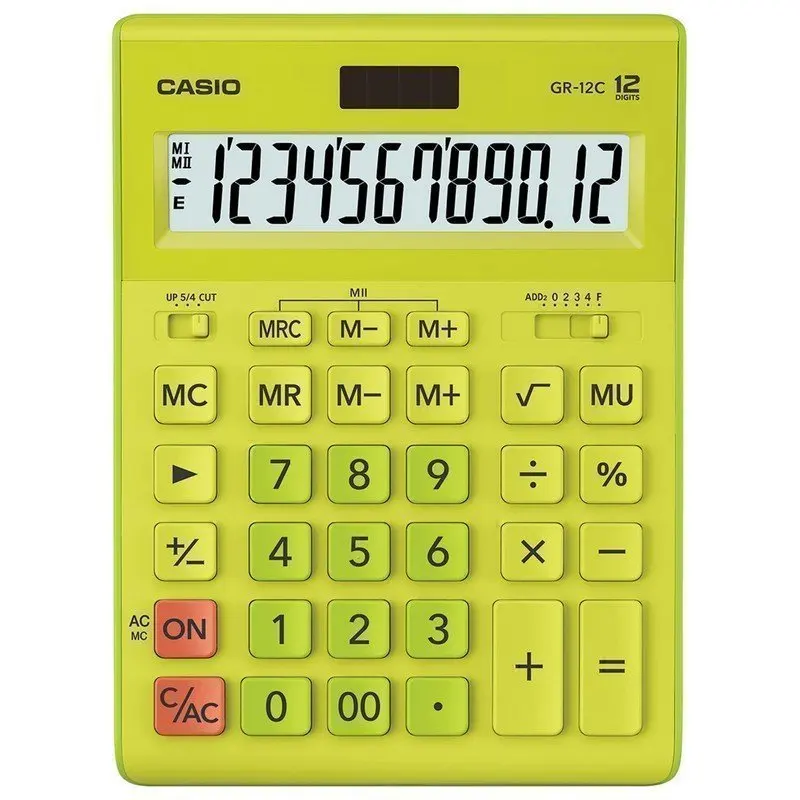 Калькулятор настольный CASIO GR-12С-GN (210х155 мм) 12 разрядов двойное питание САЛАТОВЫЙ