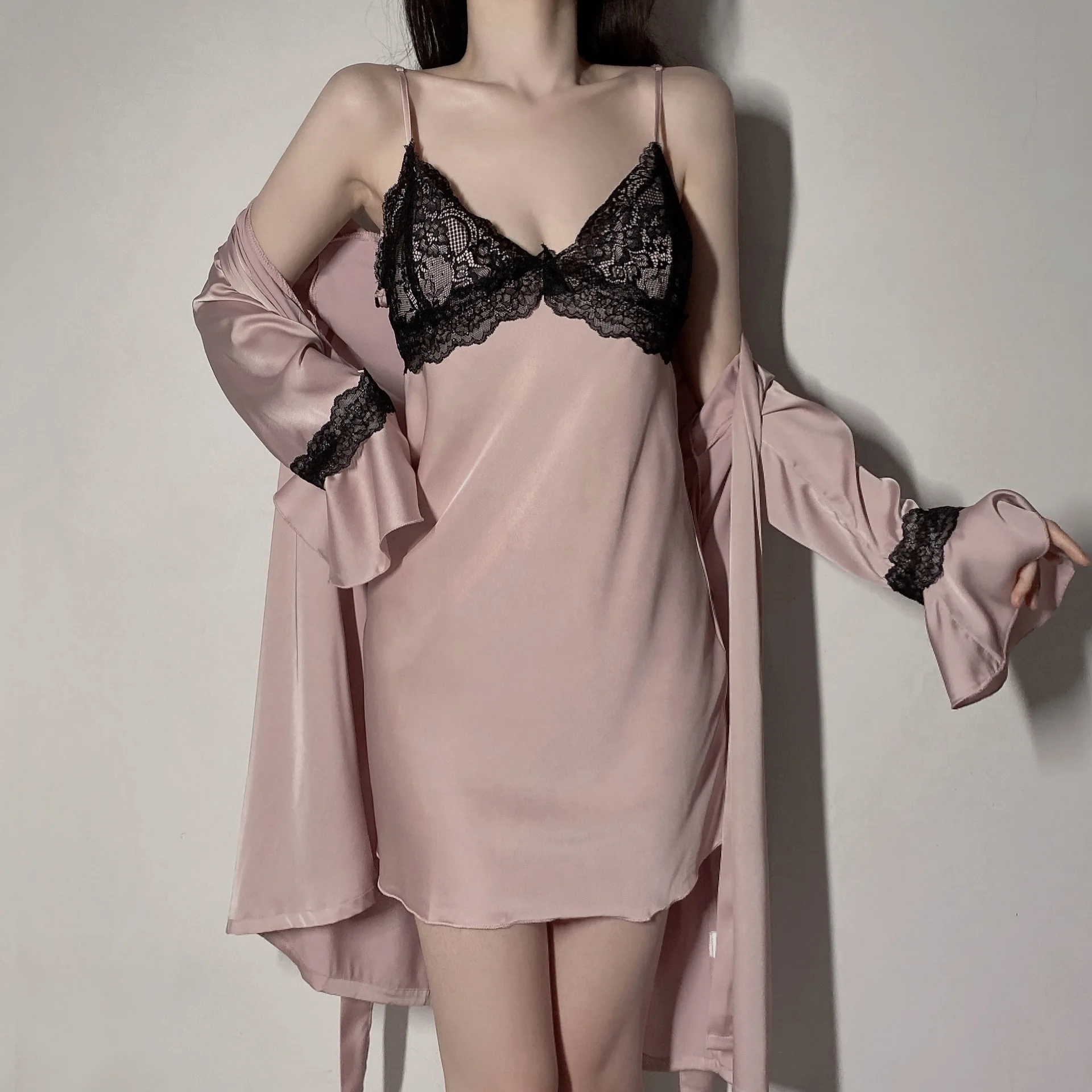 Pink Women's Kimono Robe Gown Sets Sexy Black Lace Mini Nightdress V-Neck Cardigan Bathrobe Sleepshirts Lingerie Summer Homewear
Pink Women's Kimono Robe Gown Sets Sexy Black Lace Mini Nightdress V-Neck Cardigan Bathrobe Sleepshirts Lingerie Summer Homewear