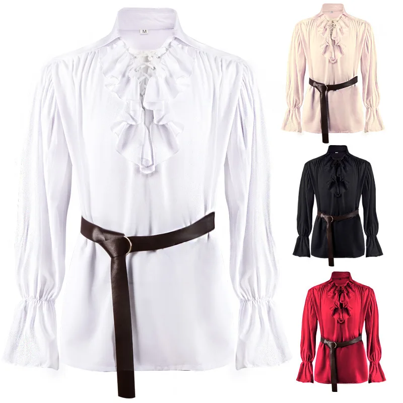 New Medieval Renaissance Lacing Up Shirt Bandage Tops For Adut Men Larp Vintage Costume Fluffy Long Sleeve For Male pants Belt
New Medieval Renaissance Lacing Up Shirt Bandage Tops For Adut Men Larp Vintage Costume Fluffy Long Sleeve For Male pants Belt