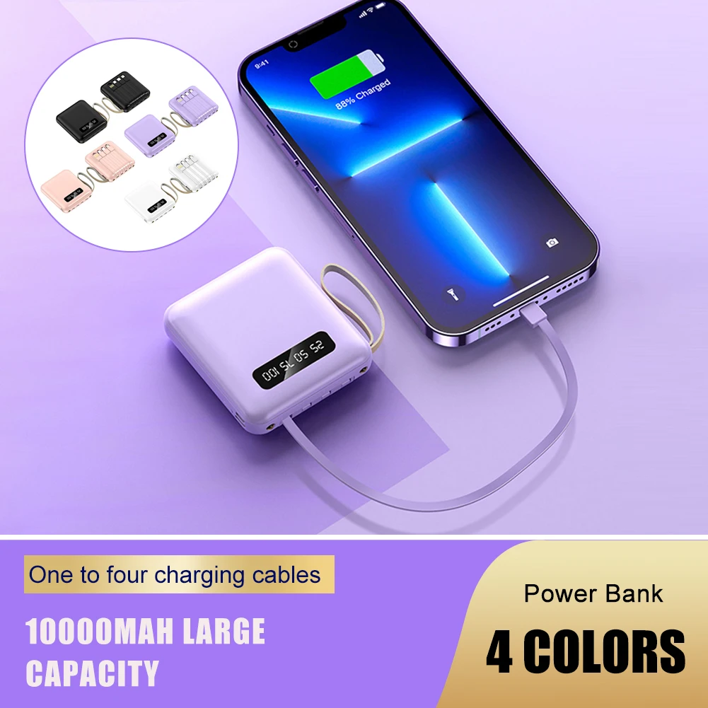 10000 мАч Цифровой дисплей Power Bank Светодиодные фонари с 4 проводами Быстрая зарядка большой емкости для Iphone 14 13 12 11Pro Xiaomi Samsung
10000 мАч Цифровой дисплей Power Bank Светодиодные фонари с 4 проводами Быстрая зарядка большой емкости для Iphone 14 13 12 11Pro Xiaomi Samsung