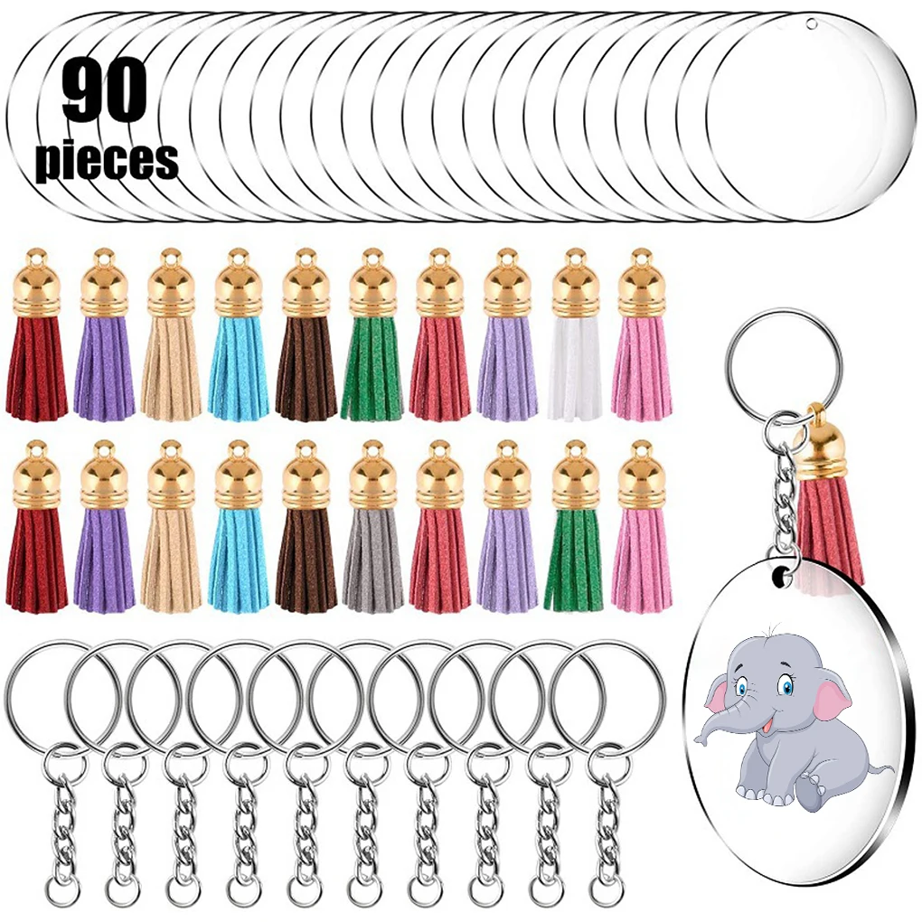 90pcs Keyring Metal DIY Decoration Acrylic Key Disc Hand Craft Jump Ring Leather Tassel Set Tassel Color Random
90pcs Keyring Metal DIY Decoration Acrylic Key Disc Hand Craft Jump Ring Leather Tassel Set Tassel Color Random