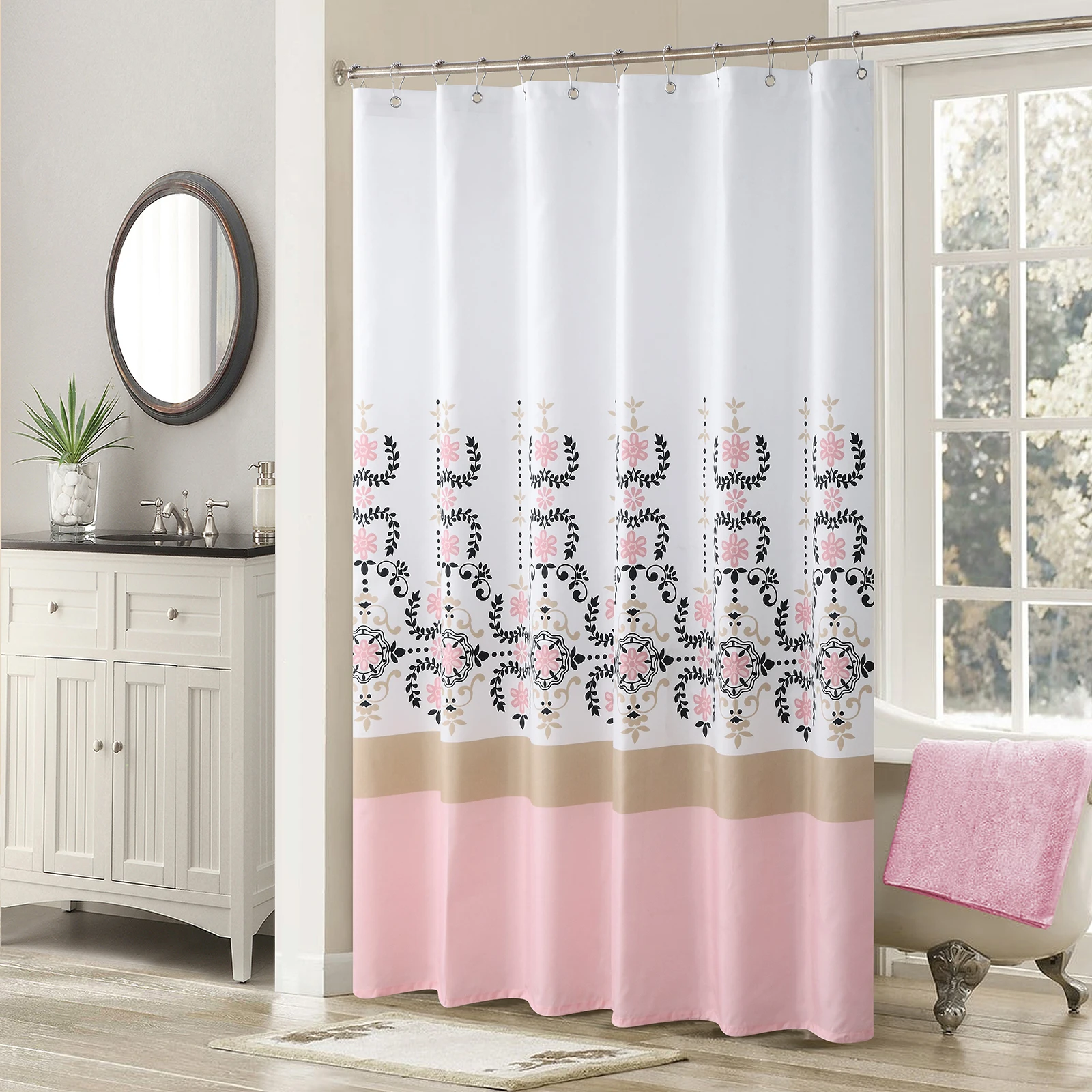 Yardley Kids Cute Pink Floral Polyester Waterproof Printed Fabric Colorful Decoratived Lovely Flowers Shower Curtain
Yardley Kids Cute Pink Floral Polyester Waterproof Printed Fabric Colorful Decoratived Lovely Flowers Shower Curtain