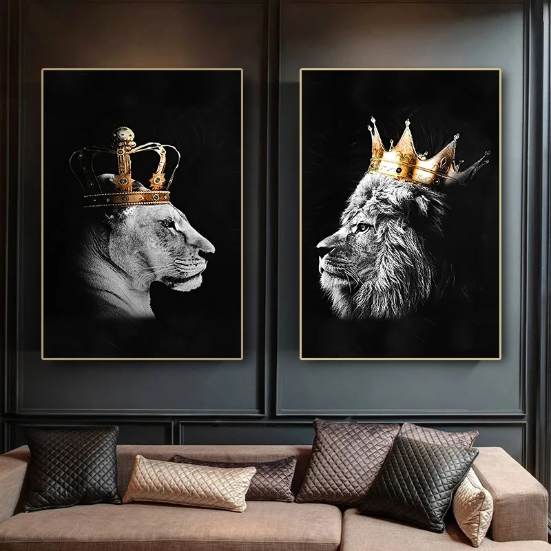 Lion King and Queen with Golden Crown Canvas Posters and Prints Canvas Painting Animals Wall Art Pictures for Home Decoration
Lion King and Queen with Golden Crown Canvas Posters and Prints Canvas Painting Animals Wall Art Pictures for Home Decoration