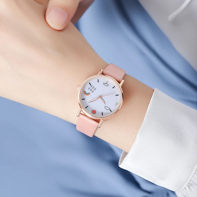 New fashion quartz women's leather belt watch weather personality design girls color watch
New fashion quartz women's leather belt watch weather personality design girls color watch