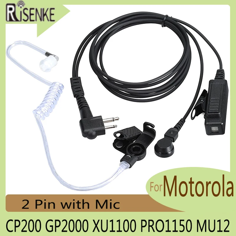 Risenke Walkie Talkies Earpieces with Mic, 2 Pin Acoustic Tube Headset and PPT,for Motorola CP200, GP2000, XU1100, PRO1150, MU12 
Risenke Walkie Talkies Earpieces with Mic, 2 Pin Acoustic Tube Headset and PPT,for Motorola CP200, GP2000, XU1100, PRO1150, MU12