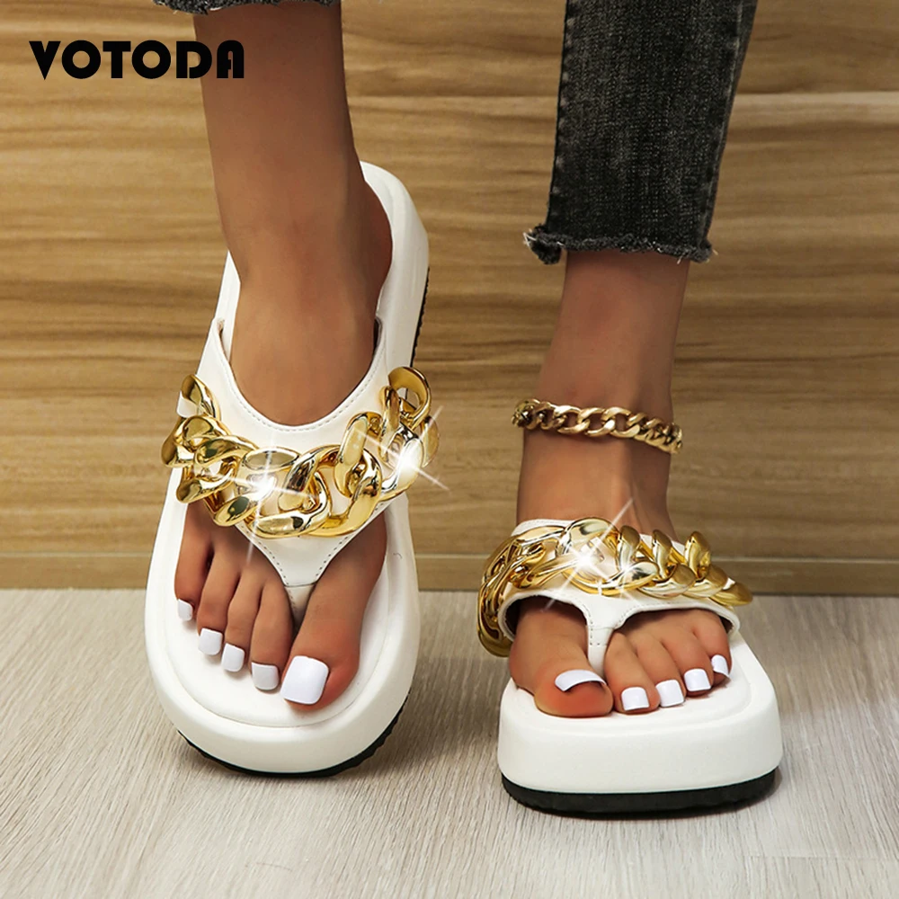 2022 Summer Women Flip Flops Bling Metal Chain Slippers Flat Platform Slide Woman luxury Brand Design Sandals Shoes Flip Flops
2022 Summer Women Flip Flops Bling Metal Chain Slippers Flat Platform Slide Woman luxury Brand Design Sandals Shoes Flip Flops