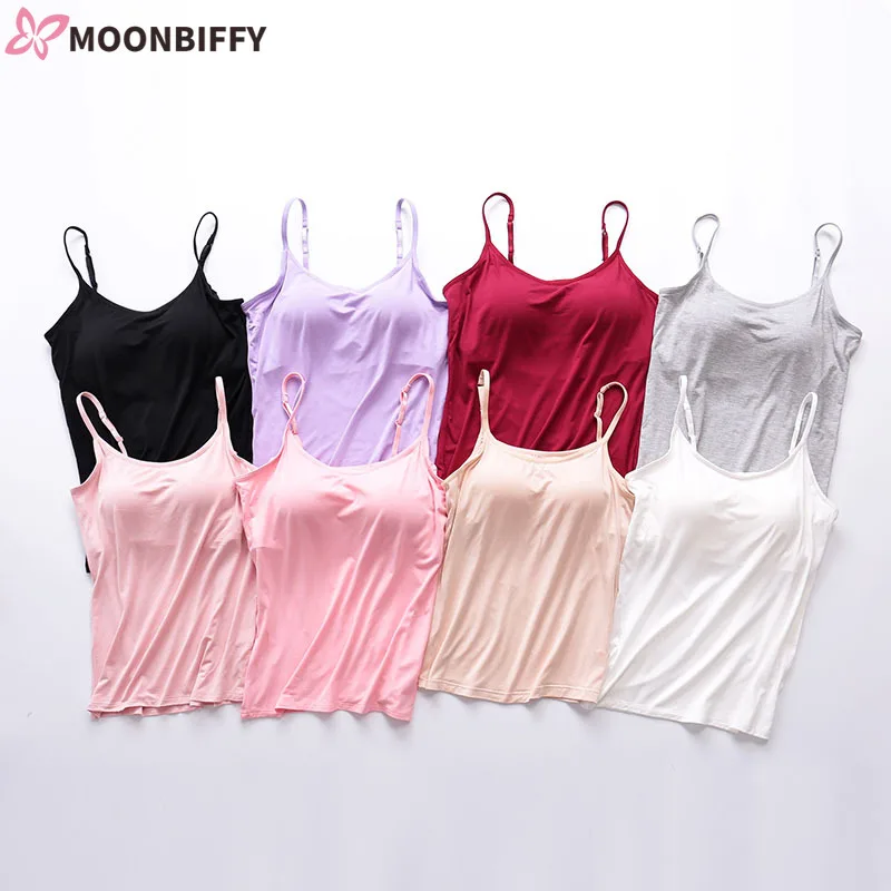 Ladies Tank Tops Solid Color Built In Bra Padded Camisole Women Sexy Tank Top Camisole with Chest Pad Bra Bustier Bralette Top
Ladies Tank Tops Solid Color Built In Bra Padded Camisole Women Sexy Tank Top Camisole with Chest Pad Bra Bustier Bralette Top