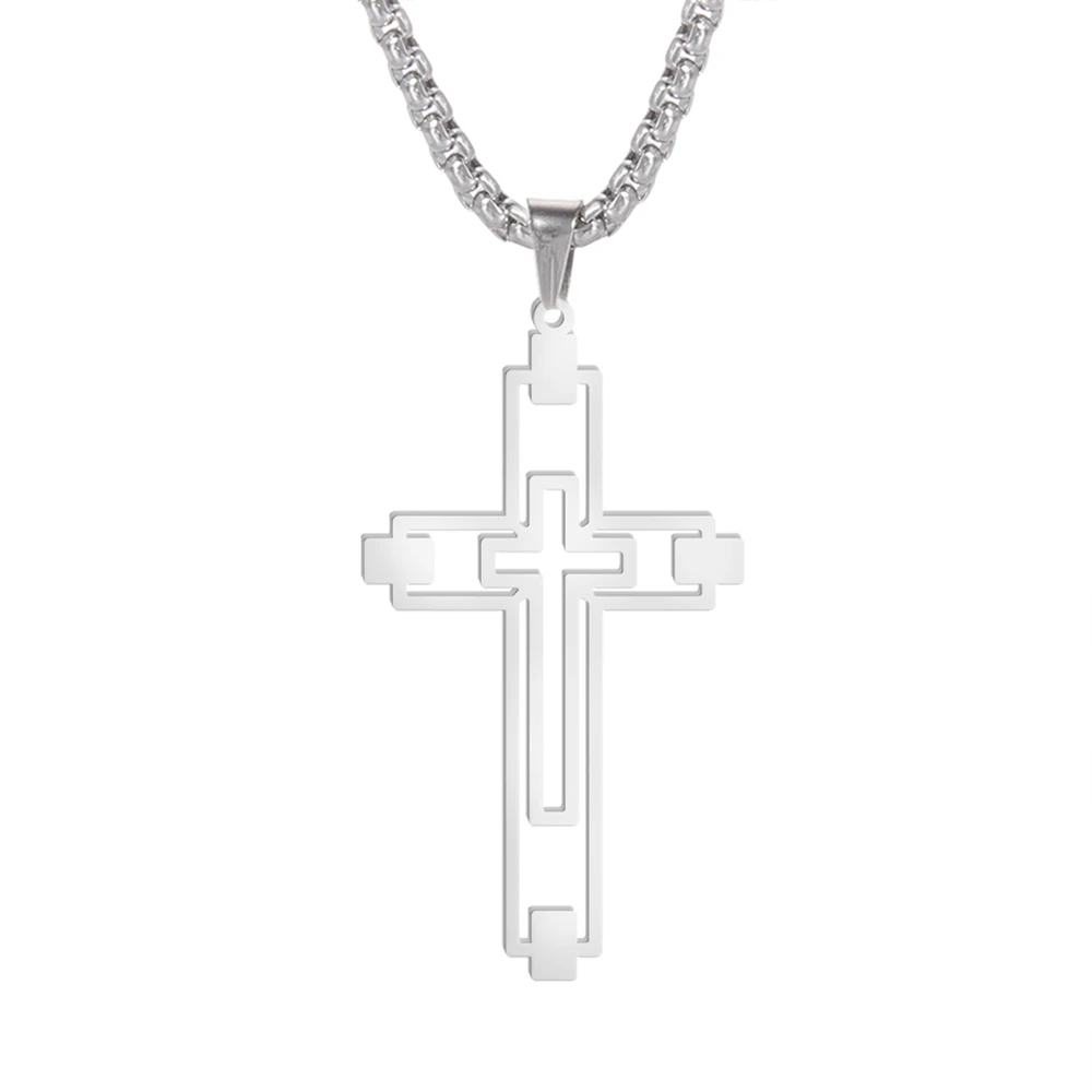 Xincong Stainless Steel Jewelry Dropshipping Steel Color 22.3x40.1mm Hollow Double Cross Pendant Necklace With 60cm Box Chain
Xincong Stainless Steel Jewelry Dropshipping Steel Color 22.3x40.1mm Hollow Double Cross Pendant Necklace With 60cm Box Chain