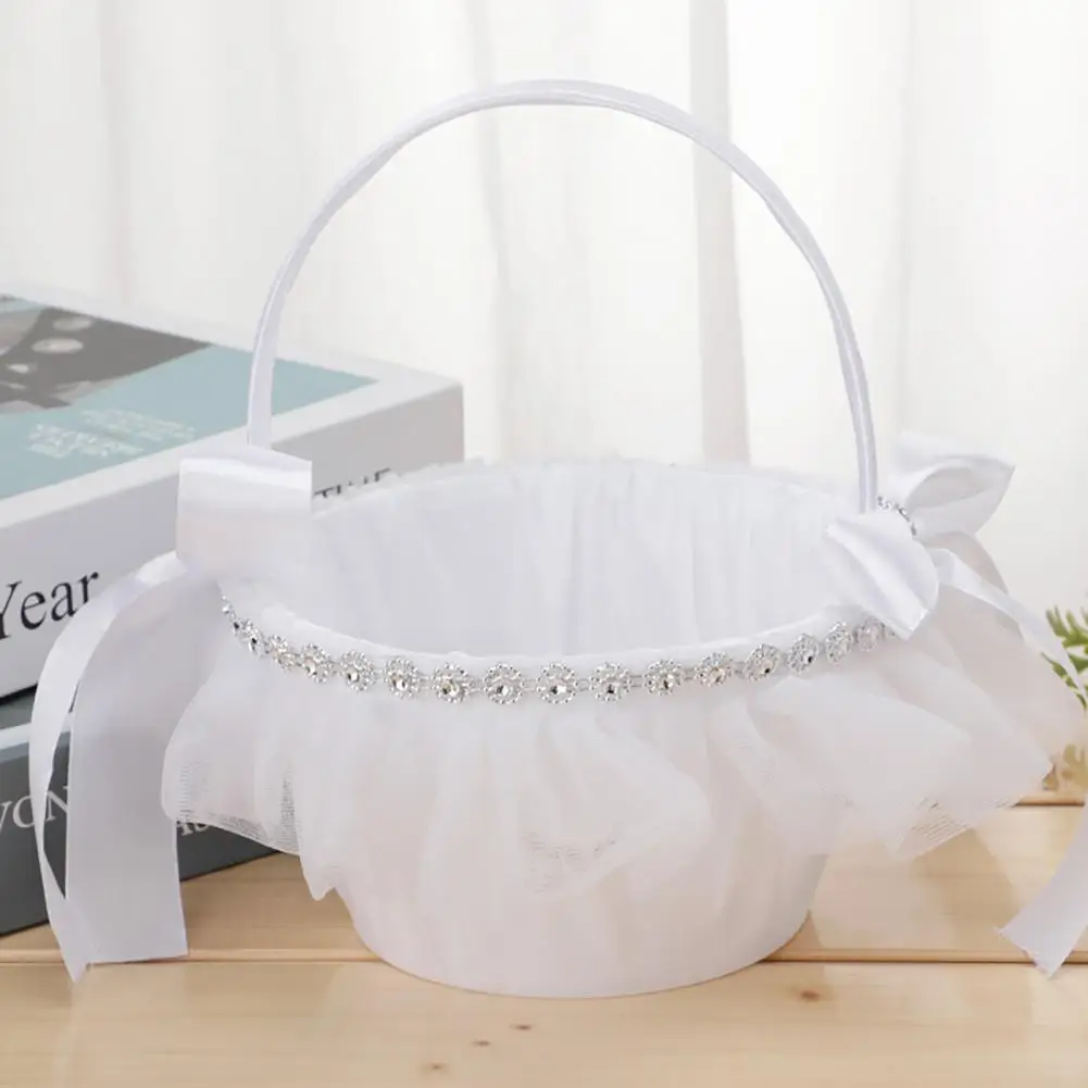 Wedding Flower Basket Fabric Art Flower Basket Elegant Round Flower Girl Handheld Basket with Bowknot Decor Decorative
Wedding Flower Basket Fabric Art Flower Basket Elegant Round Flower Girl Handheld Basket with Bowknot Decor Decorative
