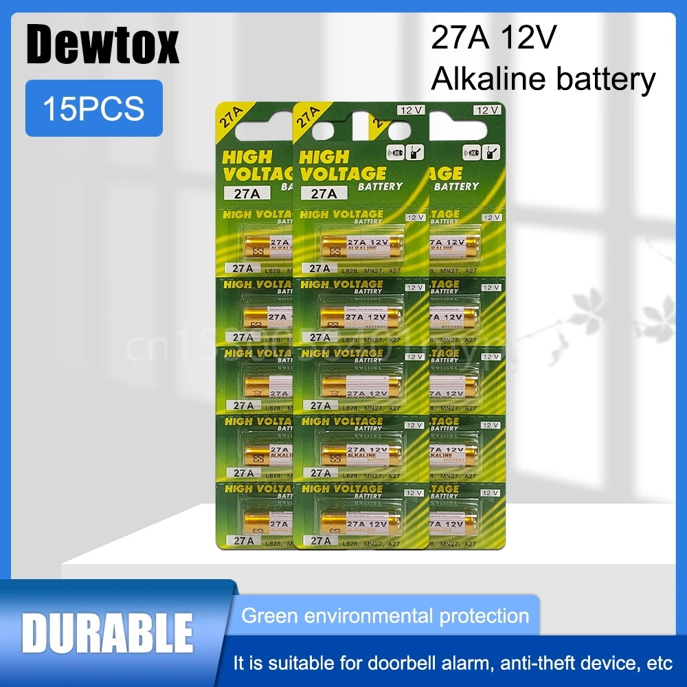 15PCS 12V Alkaline Battery 12V A27 27A G27A MN27 MS27 GP27A L828 V27GA ALK27A A27BP K27A VR27 R27A for Igniter, LED Flashlight
15PCS 12V Alkaline Battery 12V A27 27A G27A MN27 MS27 GP27A L828 V27GA ALK27A A27BP K27A VR27 R27A for Igniter, LED Flashlight