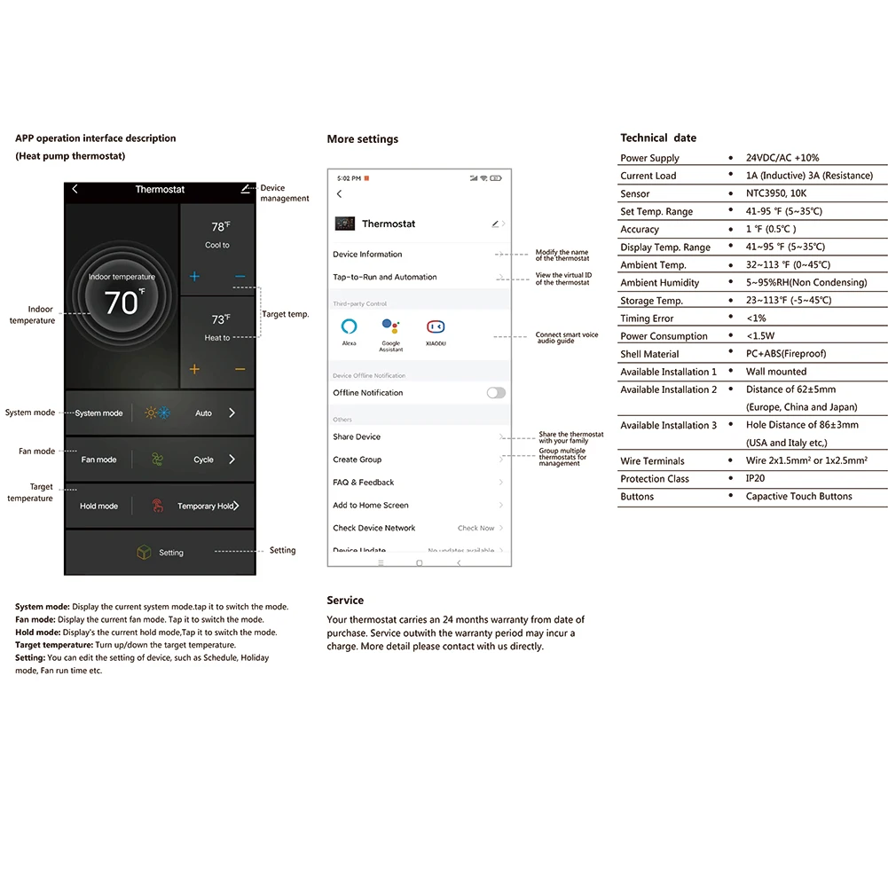 Thermostat Smart Thermostat Temperature Calibration WiFi Programmable Adjustment C-Wire Energy Saving Home Pump
Thermostat Smart Thermostat Temperature Calibration WiFi Programmable Adjustment C-Wire Energy Saving Home Pump