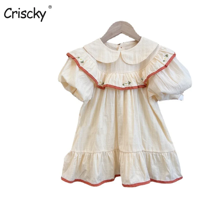 Criscky Summer Little Girls Lovely Dress Ruffles Short Sleevel Mesh Beige Elegant Korean Patchwork Tutu Sundress
Criscky Summer Little Girls Lovely Dress Ruffles Short Sleevel Mesh Beige Elegant Korean Patchwork Tutu Sundress