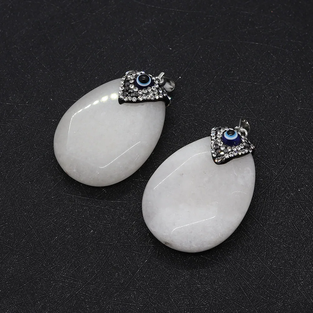 Natural Stone Drop Shape White Agate Pendants 30x45mm Inlaid Evil Eye Charms DIY Necklace Earrings Jewelry Shiraishi Accessories 
Natural Stone Drop Shape White Agate Pendants 30x45mm Inlaid Evil Eye Charms DIY Necklace Earrings Jewelry Shiraishi Accessories