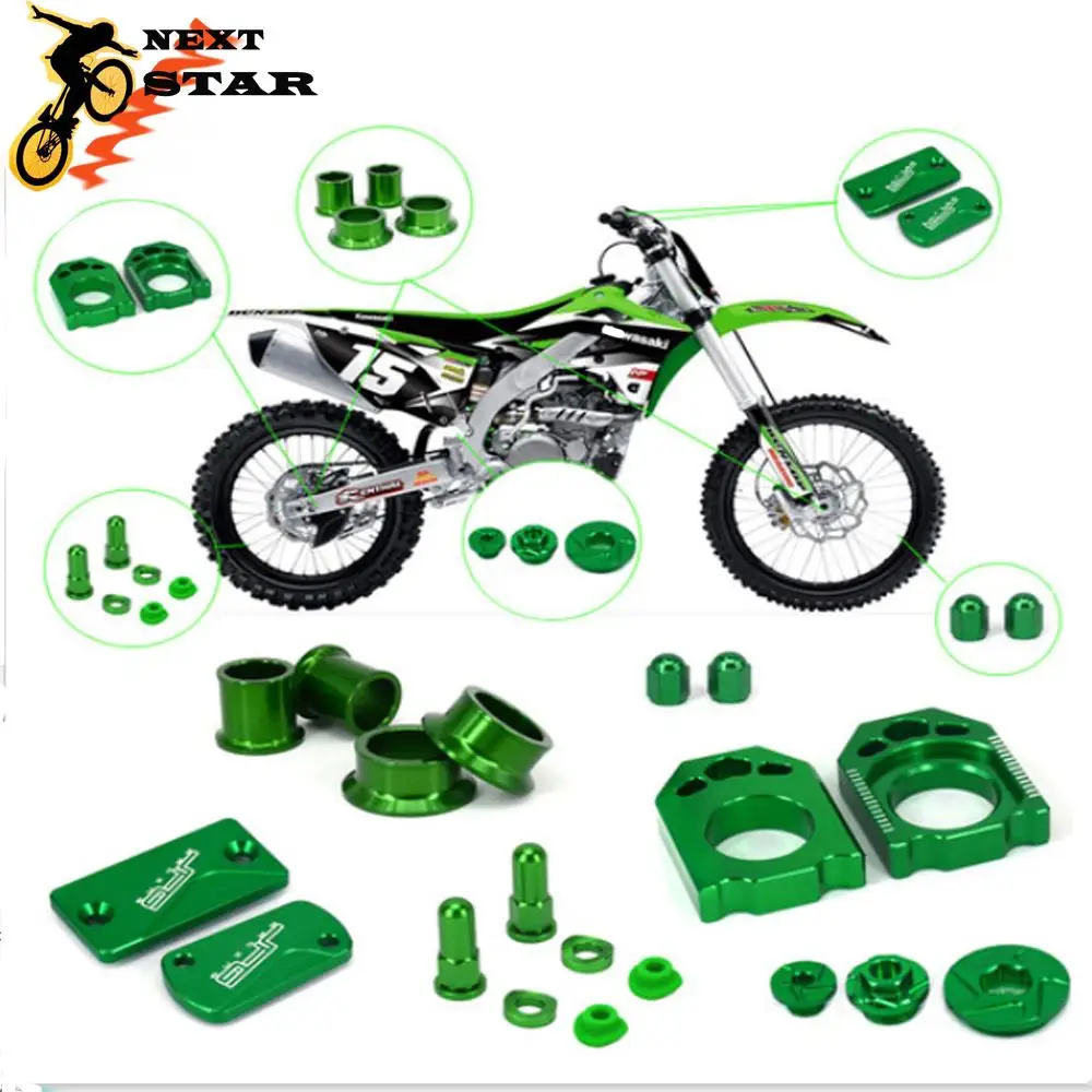 Motorcycle Front Rear Brake Fluid Reservoir Cover Axle Block Engine Timing Oli Plugs Set For Kawasaki KX250F KX450F KX 250F 450F
Motorcycle Front Rear Brake Fluid Reservoir Cover Axle Block Engine Timing Oli Plugs Set For Kawasaki KX250F KX450F KX 250F 450F