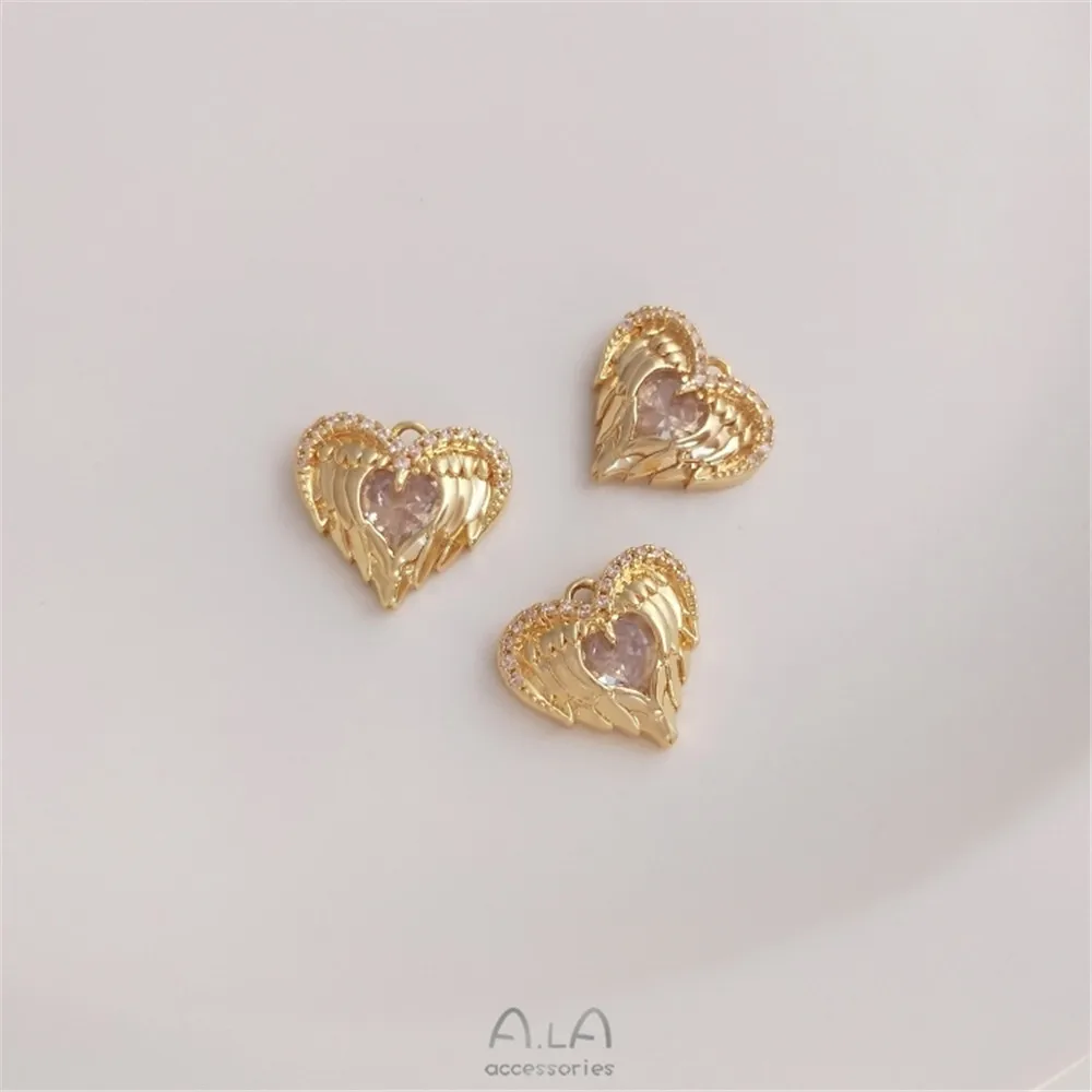 Micro-inlaid zircon 14K gold plated angel wings heart shaped pendant diy hand string bracelet necklace pendant
Micro-inlaid zircon 14K gold plated angel wings heart shaped pendant diy hand string bracelet necklace pendant