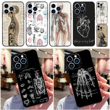 Medical Human Organs Brain Phone Case For iPhone 15 13 12 11 14 Pro Max Mini X XR XS MAX SE 2022 2020 7 8 14 Plus Cover