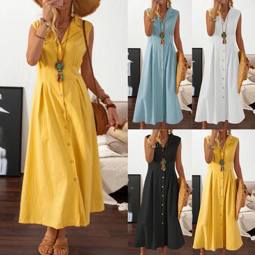 High-waisted Dress Stylish Summer Lapel V-neck Midi Dress Chic High-waist Single Breasted Workwear Solid Color Shirt for Women
High-waisted Dress Stylish Summer Lapel V-neck Midi Dress Chic High-waist Single Breasted Workwear Solid Color Shirt for Women