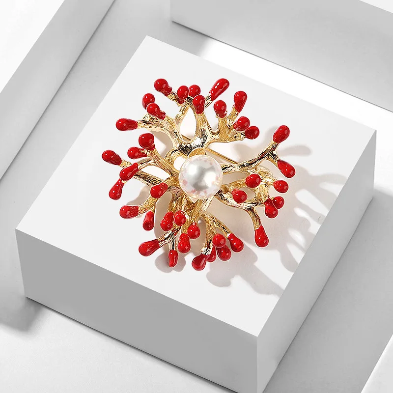 TULX Creative Red Drop Oil Coral Pearl Brooches Women Girl Party Corsage Brooches Coat Sweater Clothing Accessories
TULX Creative Red Drop Oil Coral Pearl Brooches Women Girl Party Corsage Brooches Coat Sweater Clothing Accessories