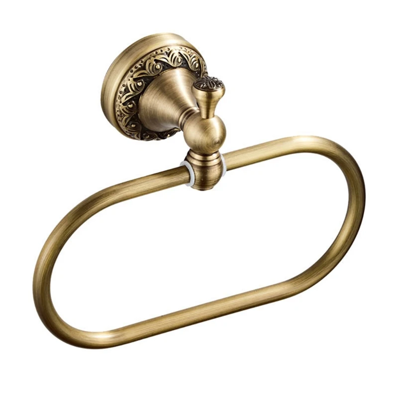

Настенное латунное кольцо для полотенца, античный ретро Овальный держатель для полотенец, нержавеющие и прочные классические аксессуары для ванной комнаты