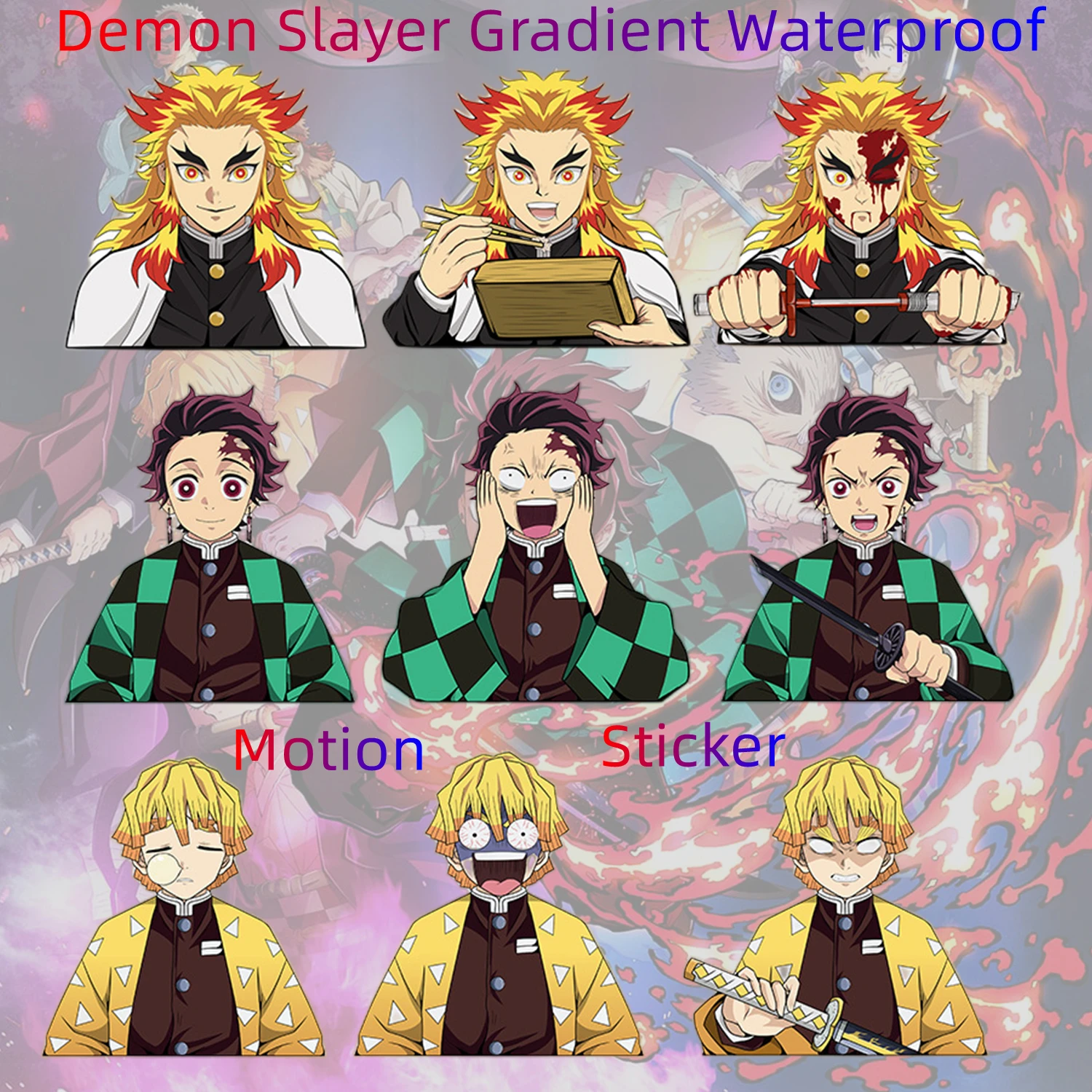 Demon Slayer Figure 10Pcs Mix Gradient Whloesale Anime Motion 3D Wall Sticker Waterproof Decals Cars Laptop Frigerator Card
Demon Slayer Figure 10Pcs Mix Gradient Whloesale Anime Motion 3D Wall Sticker Waterproof Decals Cars Laptop Frigerator Card
