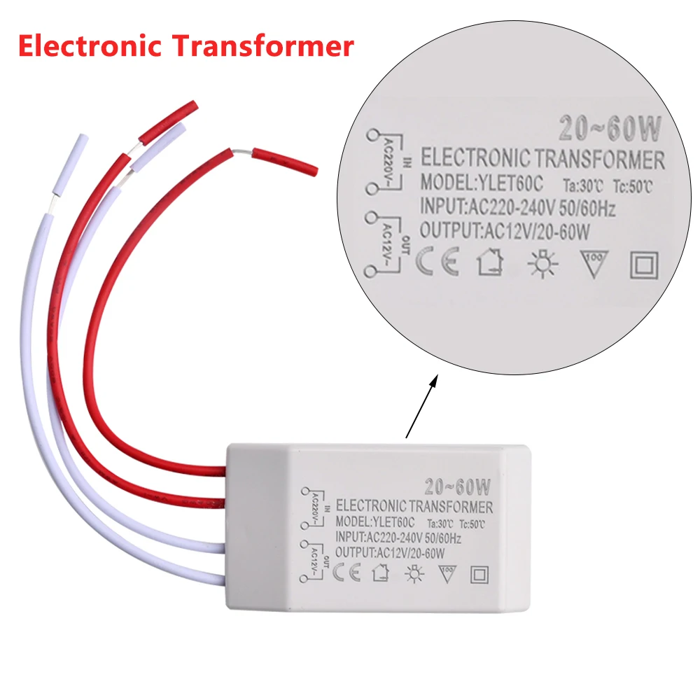 AC220V To AC12V 20-60W Electronic Transformer Adapter Voltage Converter Halogen Light LED Driver Smart Power Supply For Lamps
AC220V To AC12V 20-60W Electronic Transformer Adapter Voltage Converter Halogen Light LED Driver Smart Power Supply For Lamps