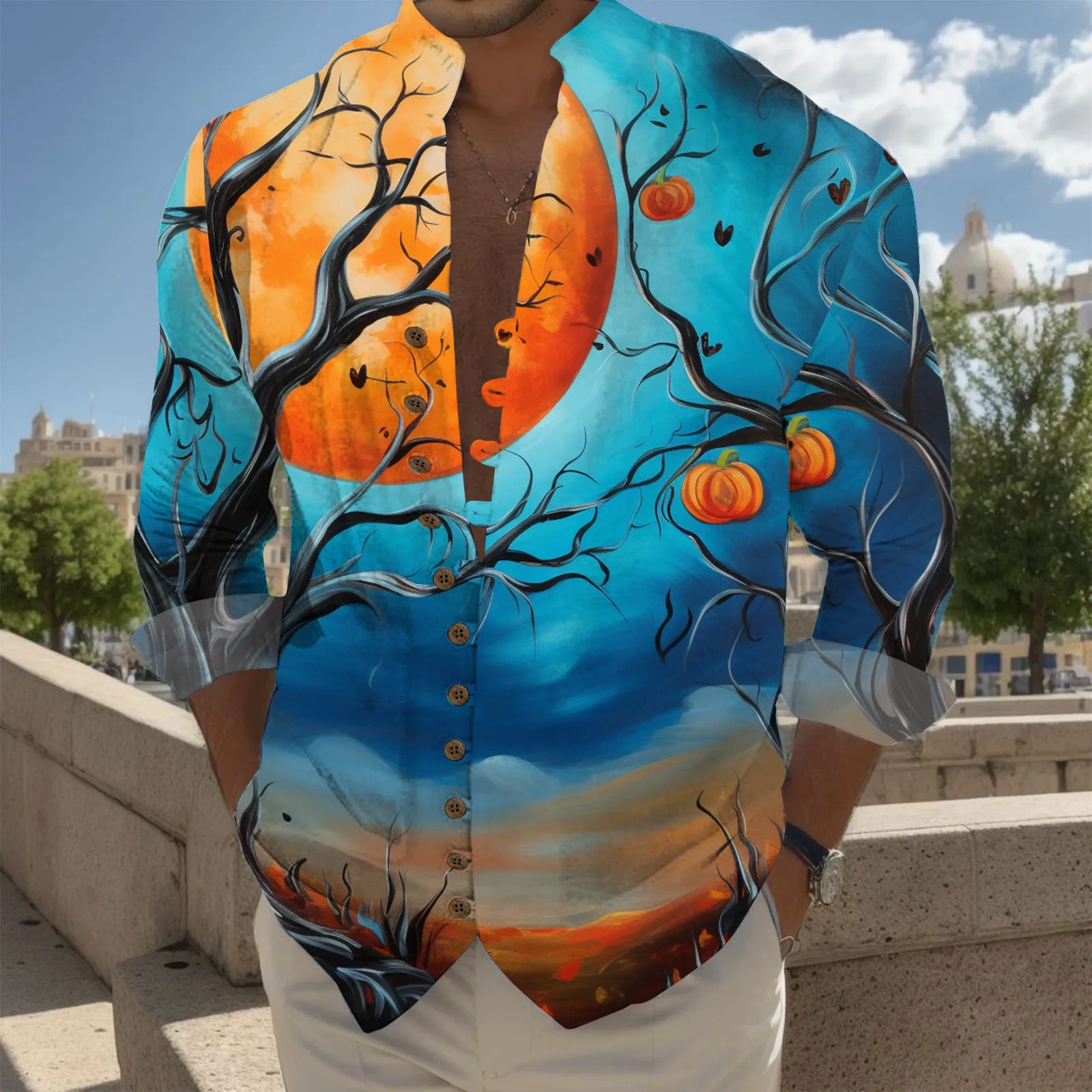 Halloweshirts Mens Fashion Casual Personalized Digital 3d Printing Pumpkin Print Button Street Wear Blouse Tops Retro Breathable
Halloweshirts Mens Fashion Casual Personalized Digital 3d Printing Pumpkin Print Button Street Wear Blouse Tops Retro Breathable