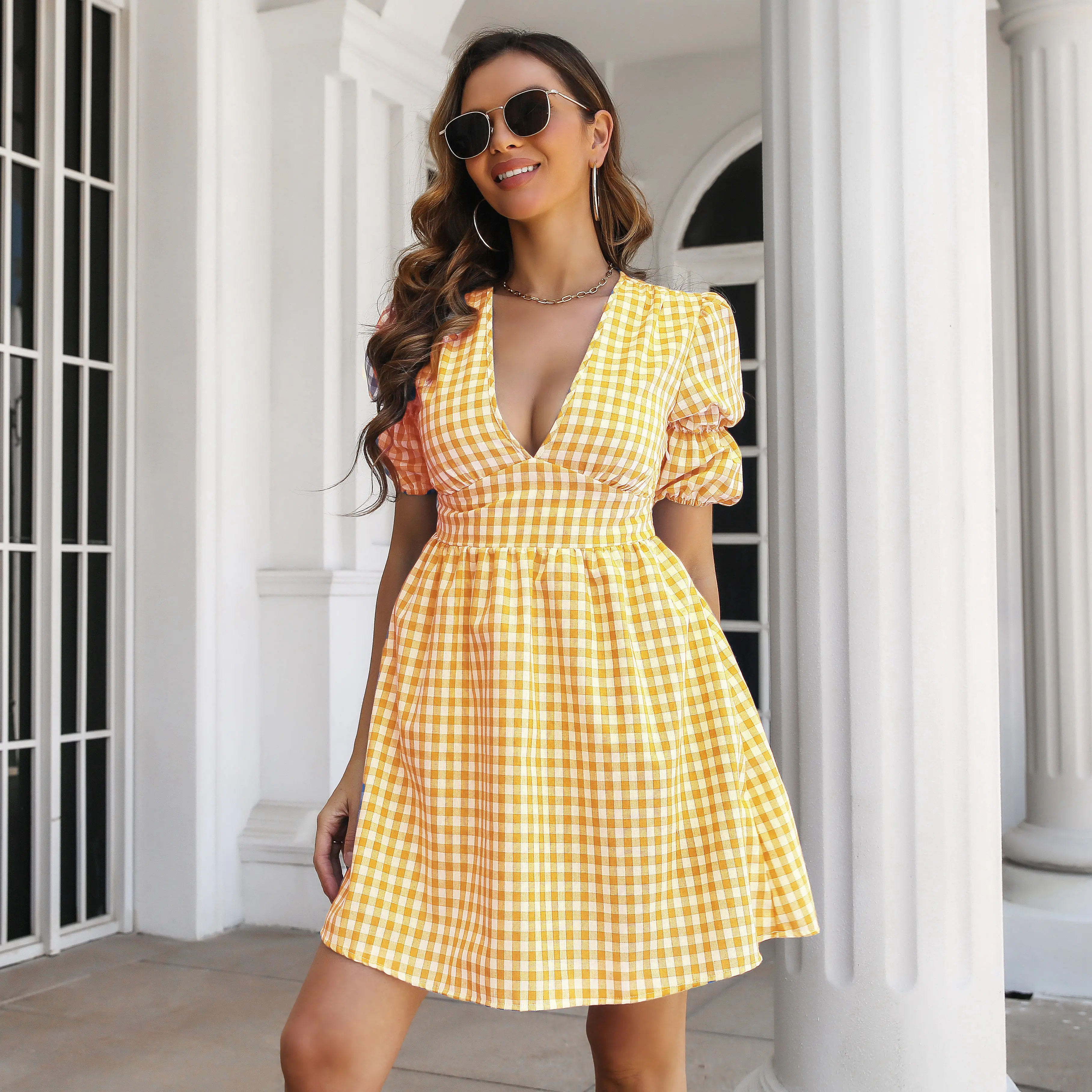 Summer One Piece Dress Korea Women V-neck Bubble Sleeved A-line Skirt Ladies Beach Tops Y2k
Summer One Piece Dress Korea Women V-neck Bubble Sleeved A-line Skirt Ladies Beach Tops Y2k