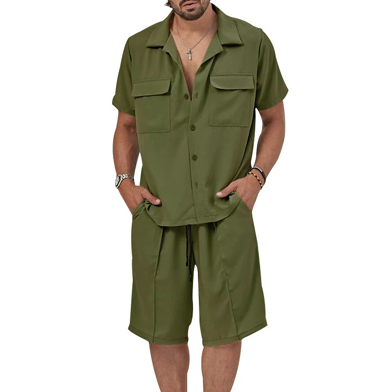 Vintage Lapel Breasted Short Sleeve Shirt Two Piece Mens Sets Casual Beach Clothing Men Oversize Fashion Shirts And Shorts Suits
Vintage Lapel Breasted Short Sleeve Shirt Two Piece Mens Sets Casual Beach Clothing Men Oversize Fashion Shirts And Shorts Suits