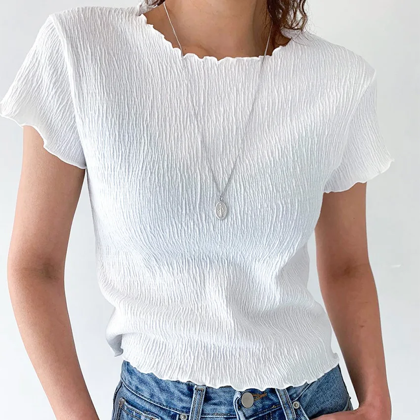 Short Sleeve Tops Women Summer 2022 Simple Solid White Color T Shirt Female Clothes Y2k Crop Top Slim All Match Tshirt For Lady
Short Sleeve Tops Women Summer 2022 Simple Solid White Color T Shirt Female Clothes Y2k Crop Top Slim All Match Tshirt For Lady