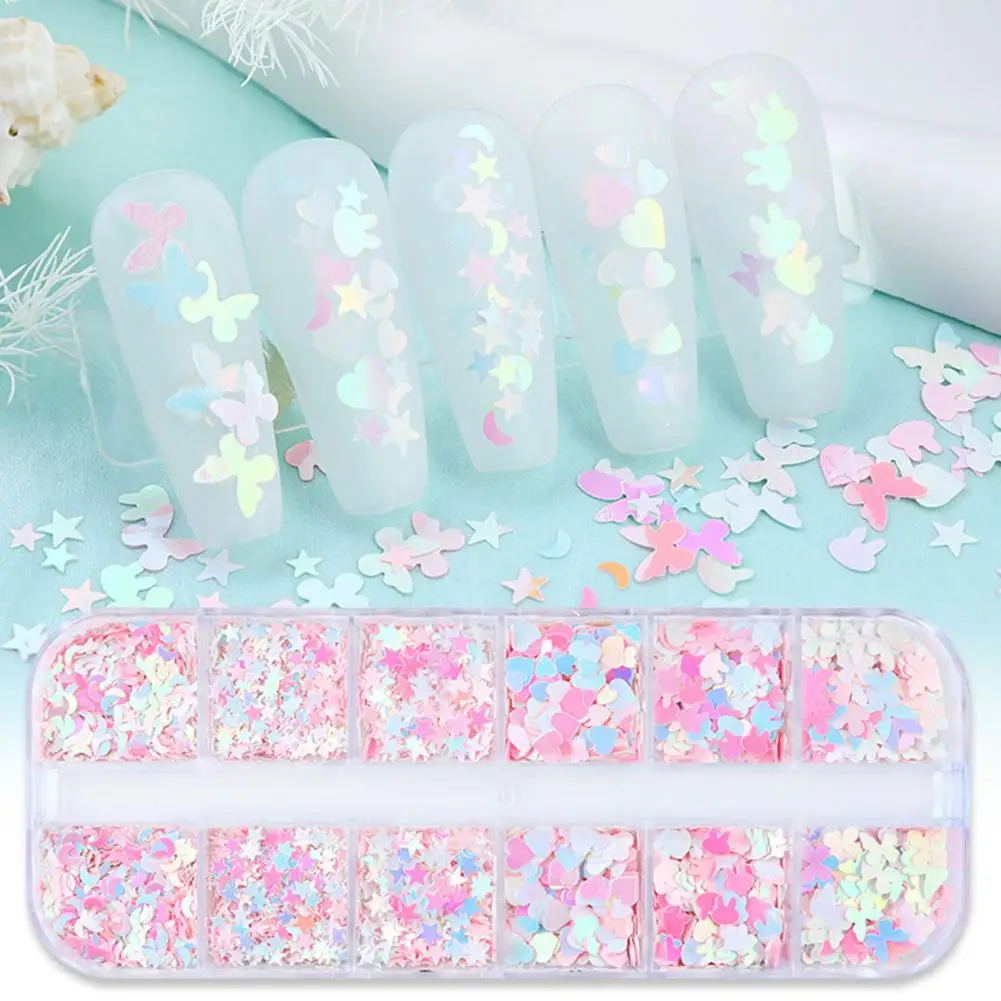 Mermaid Iridescent Glitter Nail Sequin 12 Grids Star Moon Heart Rabbit Butterfly Shape Shiny Nail Art Sequins Manicure Paillette
Mermaid Iridescent Glitter Nail Sequin 12 Grids Star Moon Heart Rabbit Butterfly Shape Shiny Nail Art Sequins Manicure Paillette