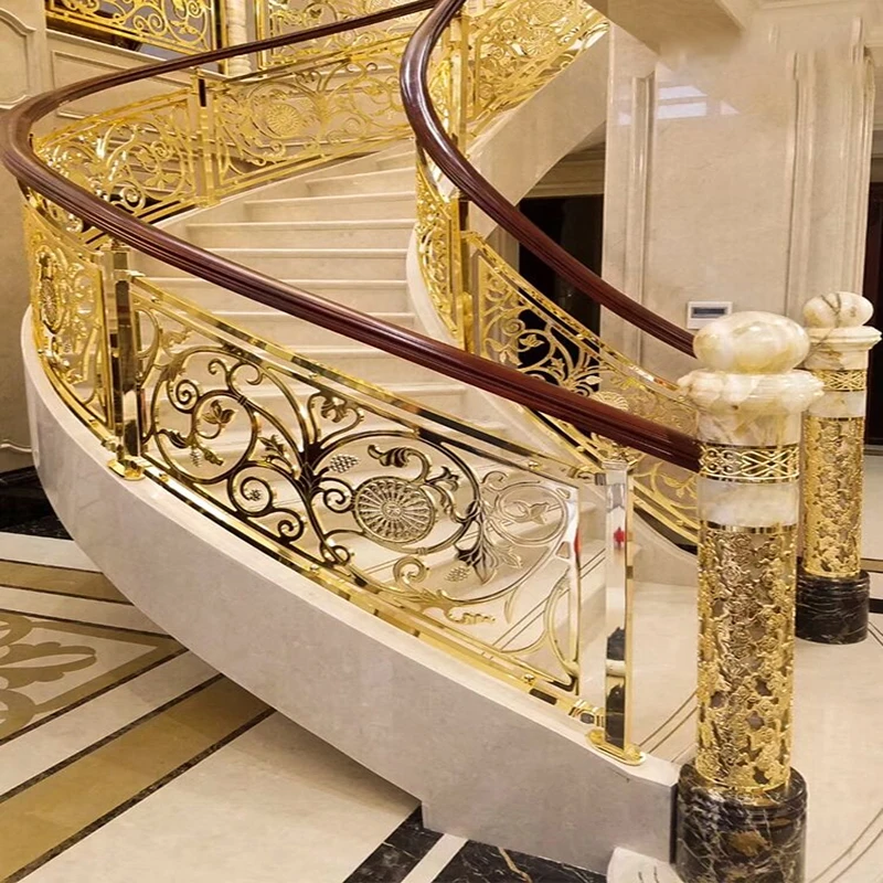 Aluminum Alloy Curved Solid Wood Staircase Handrail Villa Rotating Copper Guardrail Light Luxury Home Railing European Style
Aluminum Alloy Curved Solid Wood Staircase Handrail Villa Rotating Copper Guardrail Light Luxury Home Railing European Style