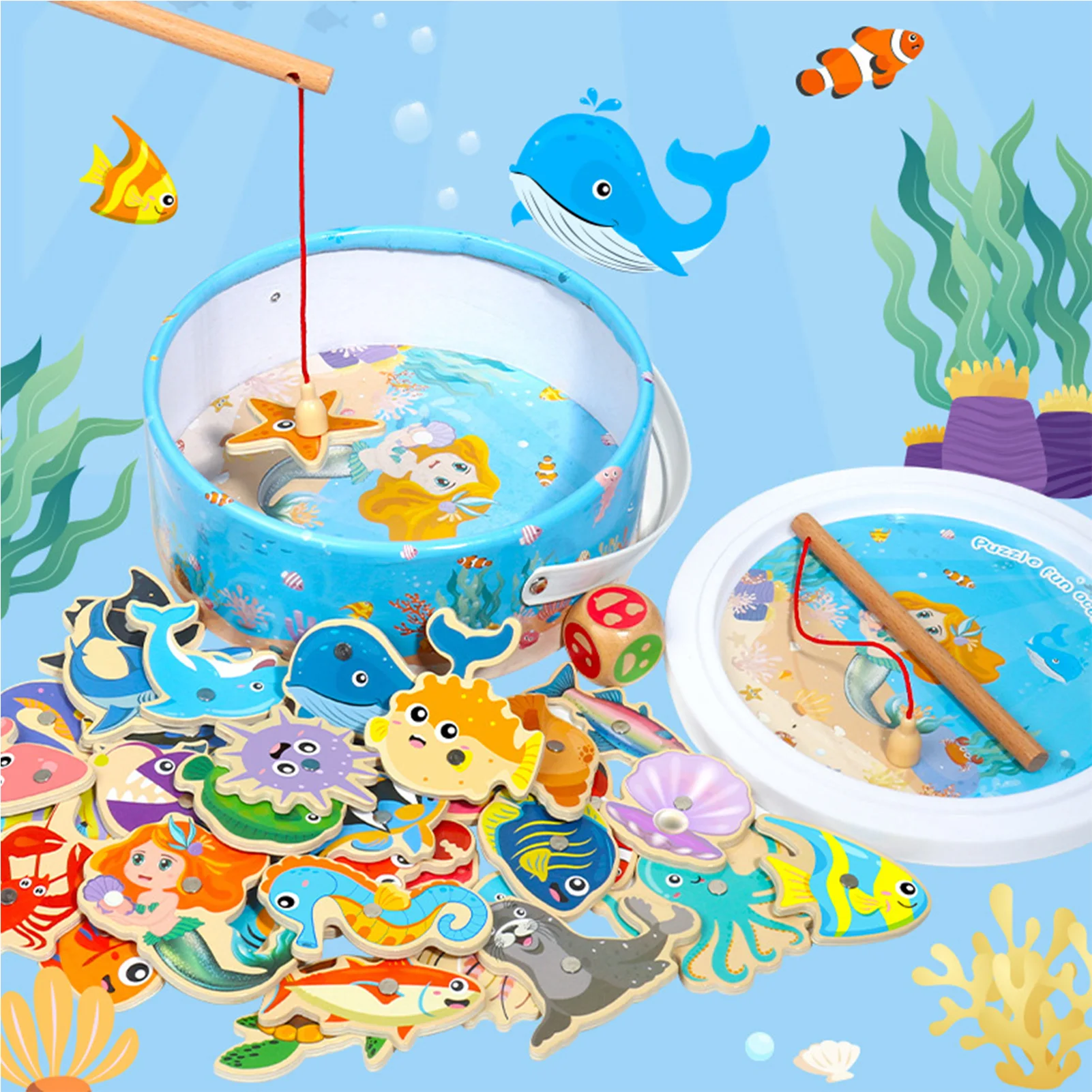 

Деревянная Магнитная рыболовная игрушка, познавательная рыболовная удочка, игрушка для малышей, игрушки Монтессори для раннего развития, интерактивная игра для родителей и детей