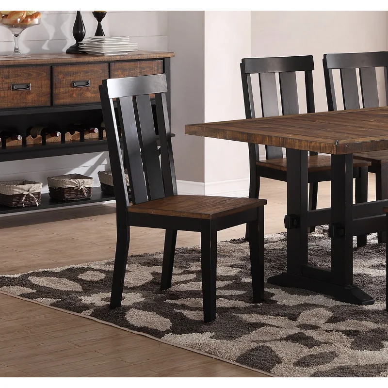 

Natural Solid Wood Dark Brown Hues Set of 2 Chairs Dining Room Seatings Chair Dark Brown Solid Wood [US Stock]