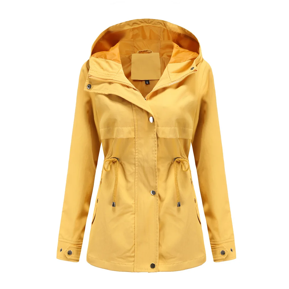 Fashion New European Size Raincoat Mid-length Solid Color Coat Hooded Thin Windbreaker Women
Fashion New European Size Raincoat Mid-length Solid Color Coat Hooded Thin Windbreaker Women