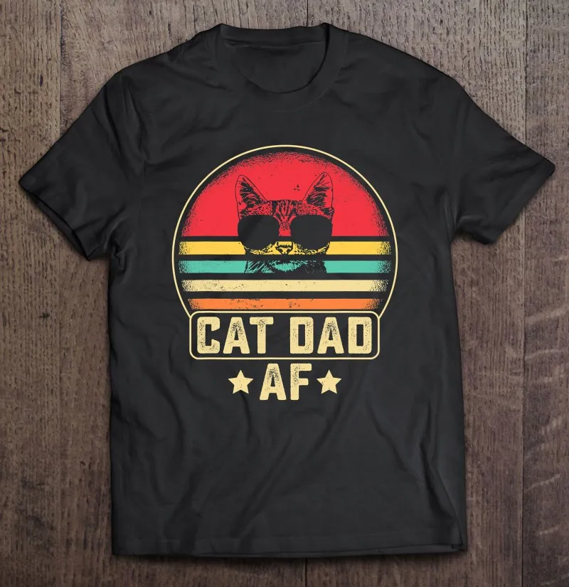 

Футболка мужская оверсайз в стиле «ретро», винтажная дизайнерская рубашка с забавным принтом кота, папы Af, отца, пустая футболка в стиле хип-...