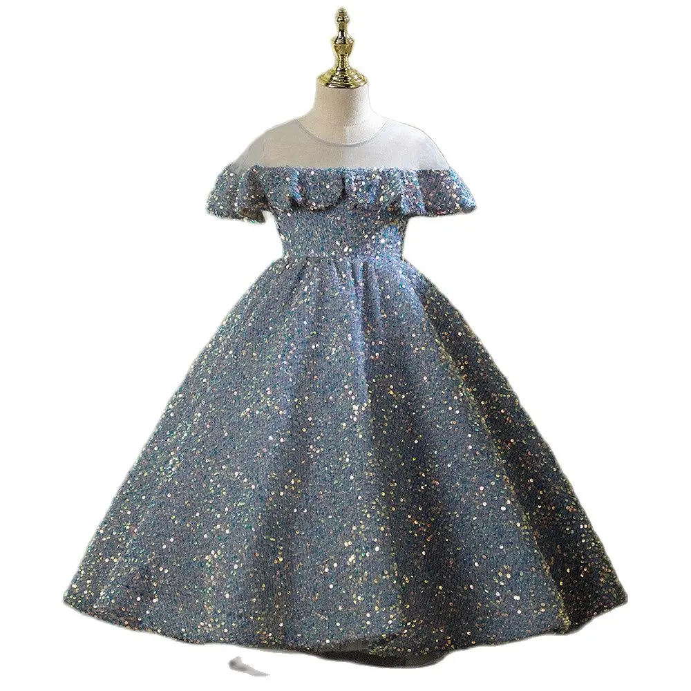 

Children's Spring Princess Dress Sequins Birthday Host Foreign Temperament Violin Piano Performance Costume Catwalk Evening Dres