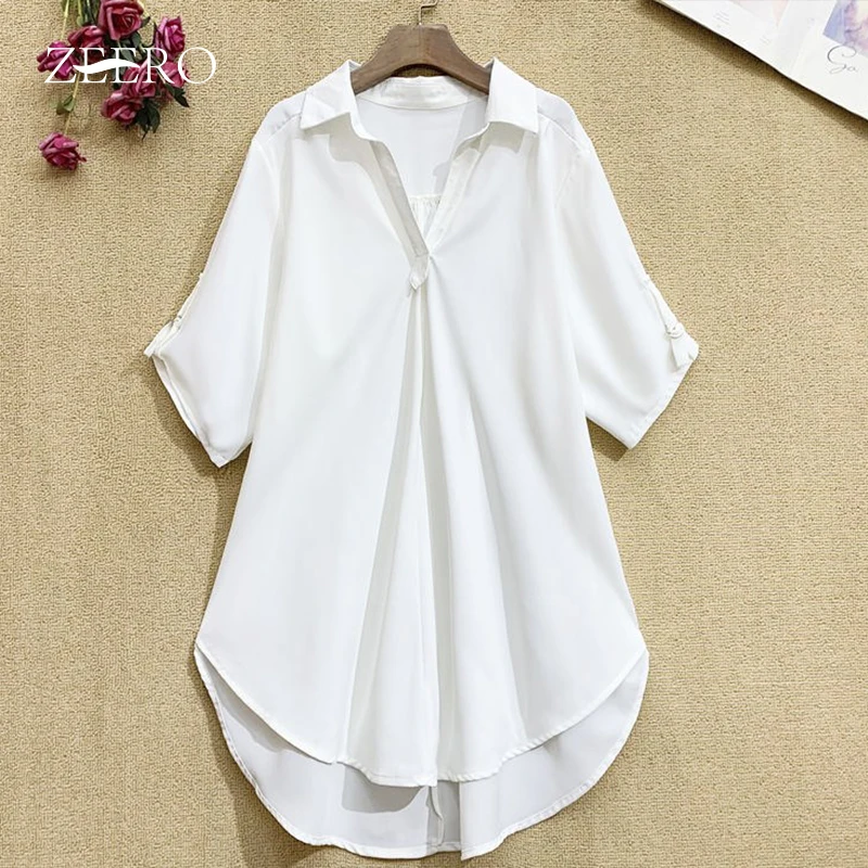 Summer Korean Casual Women Short Sleeve Bandage Chiffon Blouses Lapel Loose Folds Irregular Hem Pullover Shirt Top Woman Tops
Summer Korean Casual Women Short Sleeve Bandage Chiffon Blouses Lapel Loose Folds Irregular Hem Pullover Shirt Top Woman Tops