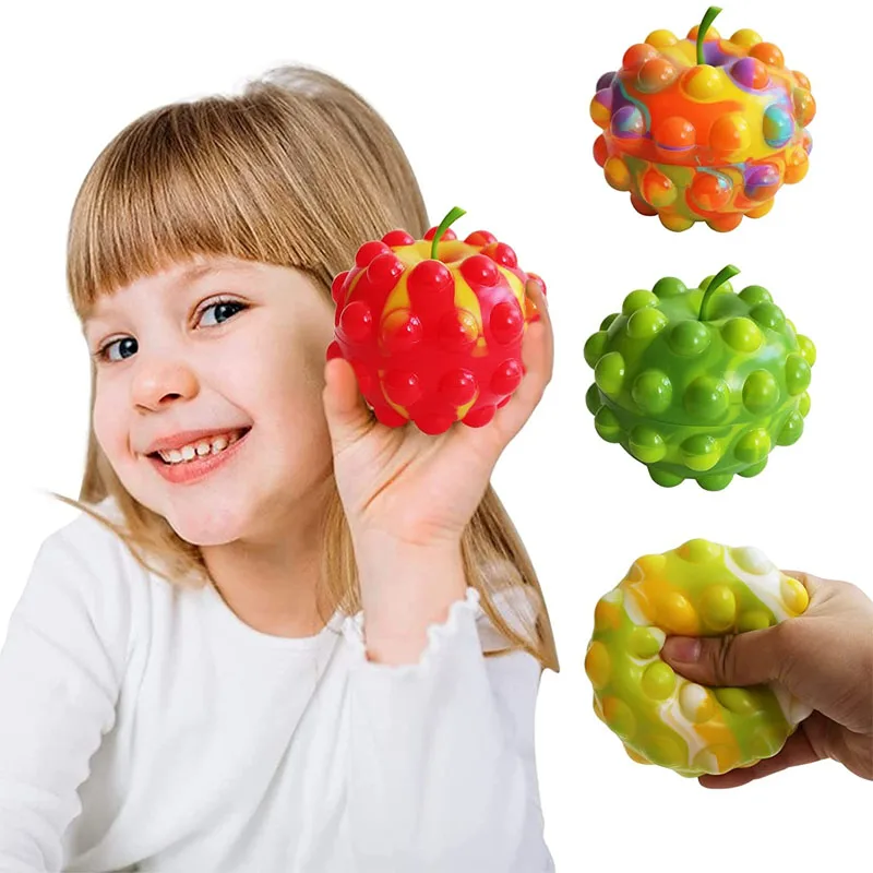 

3D мяч-эспандер в форме яблока, Радужный куб, кавайные игрушки, мячи-Эспандеры для снятия стресса для детей и взрослых, подарок для игры