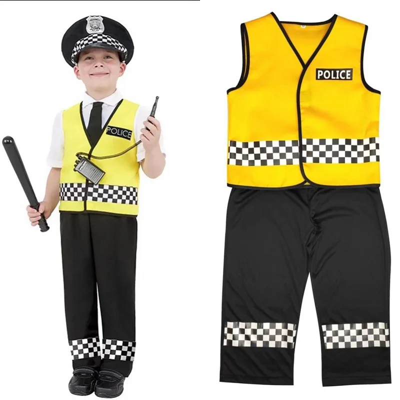 Kids Occupation Police Cosplay Anime Costumes Traffic Police Vest Cap Hat Cop Costume Fancy Dress Outfit For 3-9 Years Children
Kids Occupation Police Cosplay Anime Costumes Traffic Police Vest Cap Hat Cop Costume Fancy Dress Outfit For 3-9 Years Children