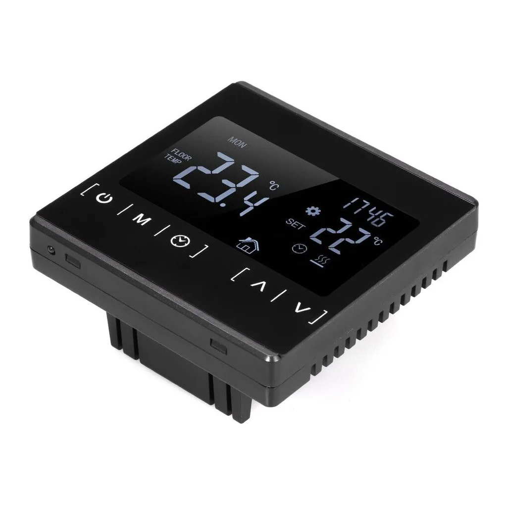 Black LCD Touch Thermostat For Electric Floor Controller 240V 16A Touch Screen Flexible 6 Controller Heating Screen
Black LCD Touch Thermostat For Electric Floor Controller 240V 16A Touch Screen Flexible 6 Controller Heating Screen