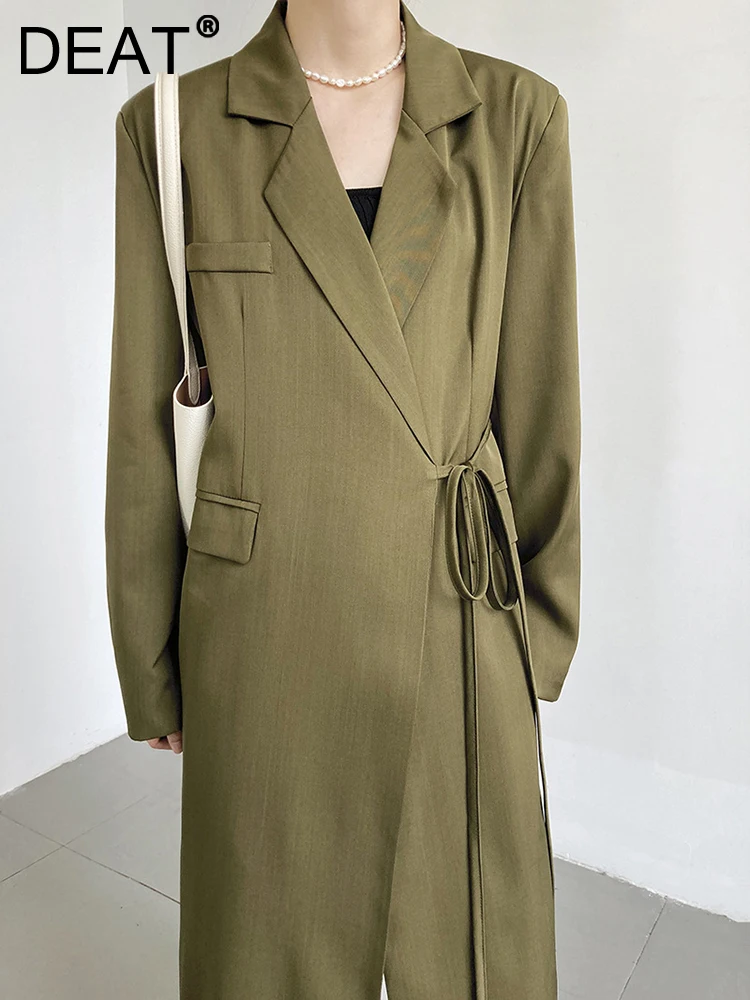 DEAT Fashion Women's Blazer Notched Collar Loose Oblique Lace Up Long Sleeve Solid Color Suit Jackets Autumn 2023 New 17A4862
DEAT Fashion Women's Blazer Notched Collar Loose Oblique Lace Up Long Sleeve Solid Color Suit Jackets Autumn 2023 New 17A4862