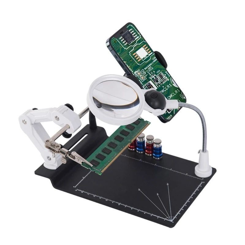 Helping Third Hand Clip-Clamp 2 LED Magnifying Glass Soldering Iron Stand Magnifier-Welding Rework-Repair Holder- Tools
Helping Third Hand Clip-Clamp 2 LED Magnifying Glass Soldering Iron Stand Magnifier-Welding Rework-Repair Holder- Tools