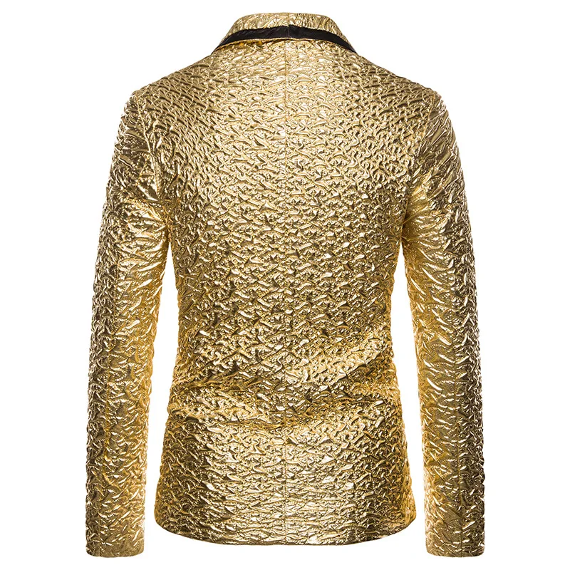 

Блестящий брендовый мужской свадебный костюм с золотым воротником для выпускного вечера, Мужской Блейзер, одна куртка, блестящее платье-шаль для ведущей, блестящие блейзеры для жениха 2022