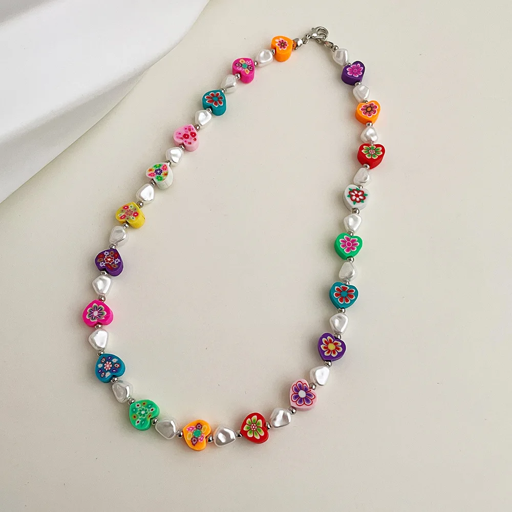 ALLNEWME Ethnic Multicolour Floral Printing Love Heart Chokers Necklace for Women Freshwater Pearl Beaded Necklace Accessories
ALLNEWME Ethnic Multicolour Floral Printing Love Heart Chokers Necklace for Women Freshwater Pearl Beaded Necklace Accessories