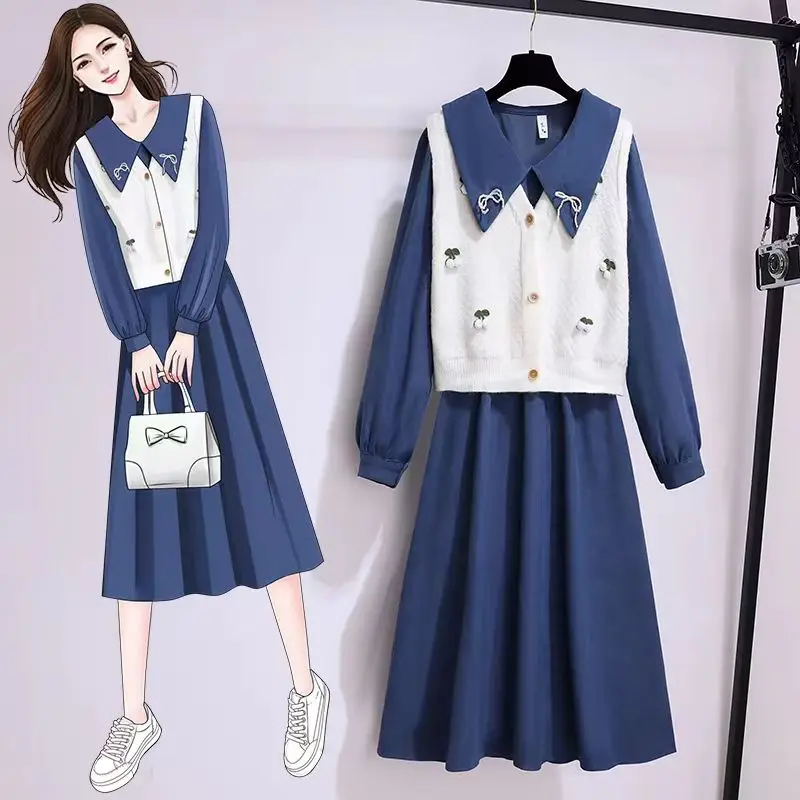 Age Reduction Set 2023 New Spring Autumn Cherry Knitted Vest Vintage Doll Neck Sweet Spicy Dress Two Piece Outfits for Women
Age Reduction Set 2023 New Spring Autumn Cherry Knitted Vest Vintage Doll Neck Sweet Spicy Dress Two Piece Outfits for Women