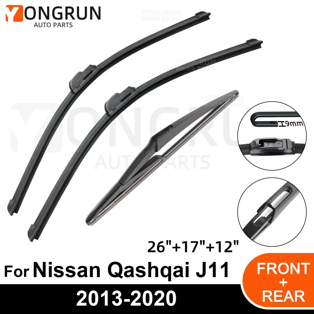 Car Windshield Windscreen Front Rear Wiper Blade Rubber Accessories For Nissan Qashqai J11 26"17"12" 2013 - 2017 2018 2019 2020 
Car Windshield Windscreen Front Rear Wiper Blade Rubber Accessories For Nissan Qashqai J11 26"17"12" 2013 - 2017 2018 2019 2020